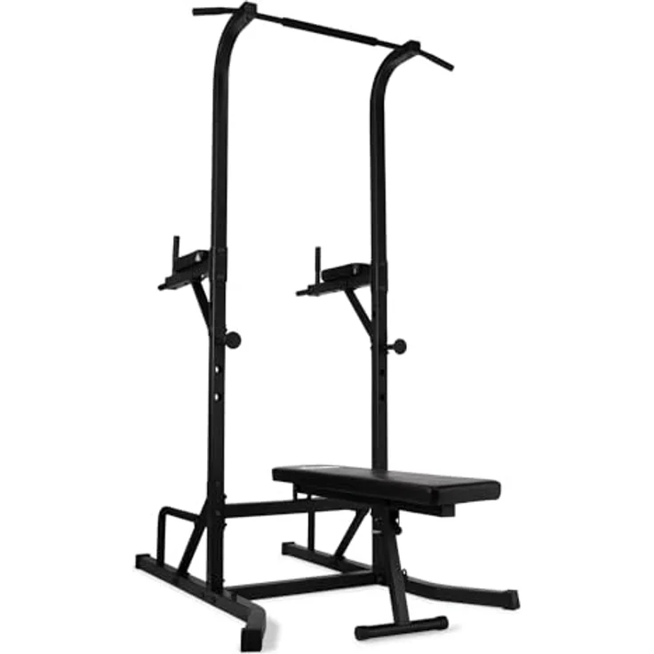 VirtuFit Power Tower Deluxe, Kraftstation mit Dip- und Klimmzugstation, 250 kg maximalem Gewicht und verstellbaren Hantelablagen – Bild 1