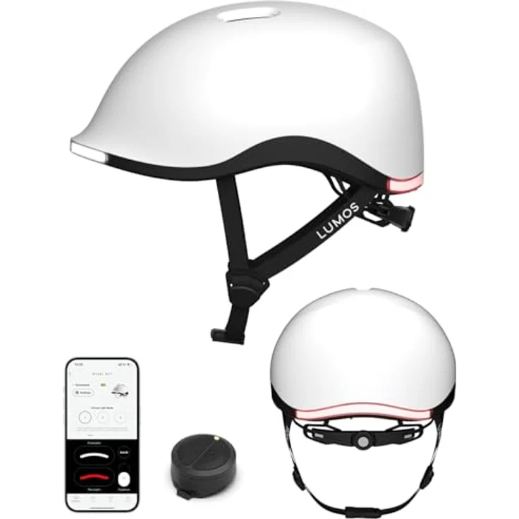 Lumen Labs Nyxel 2026M, Unisex Fahrradhelm mit vorderen und hinteren Blinkern, RGB-Farben, 55-59 cm, weiß – Bild 1