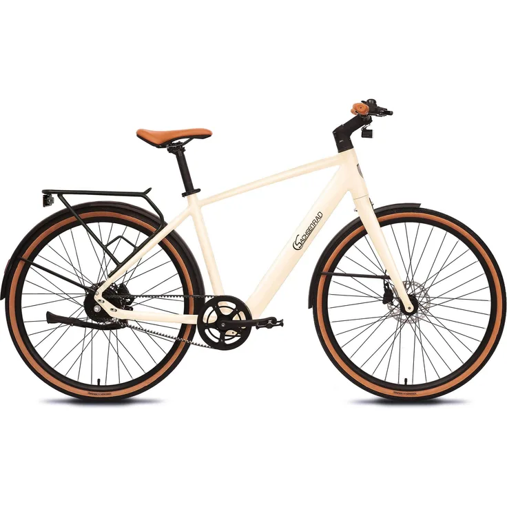 SachsenRAD C3M Roma II, Urban City E-Bike mit KI-Unterstützung, Riemenantrieb, 16kg, marmorweiß, 28 Zoll