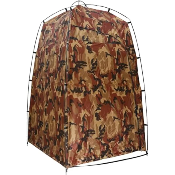vidaXL Duschzelt, Umkleidezelt mit Glasfaserstangen und Reißverschluss-Tür, Tarnfarbe, 130 x 130 x 210 cm – Bild 6
