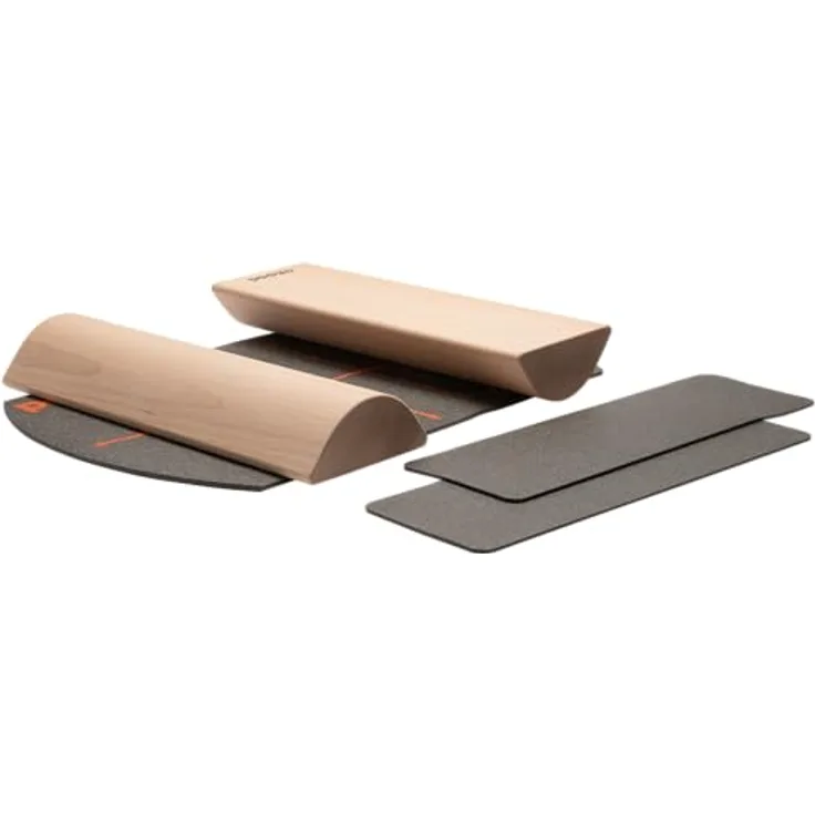 Pedalo Balance Trainer, Fußwalzen aus Massivholz mit Anti-Rutsch-Matte, beige
