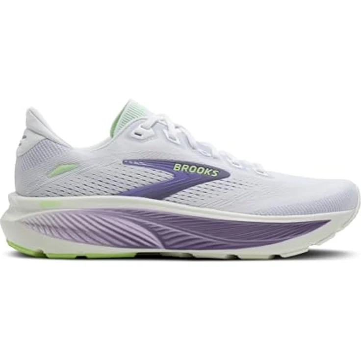 Brooks Ghost 18, Damen Laufschuhe in Weiß/Purpur, atmungsaktives Mesh-Obermaterial, DNA LOFT-Dämpfung, stabilisierende Fersenkappe – Bild 1