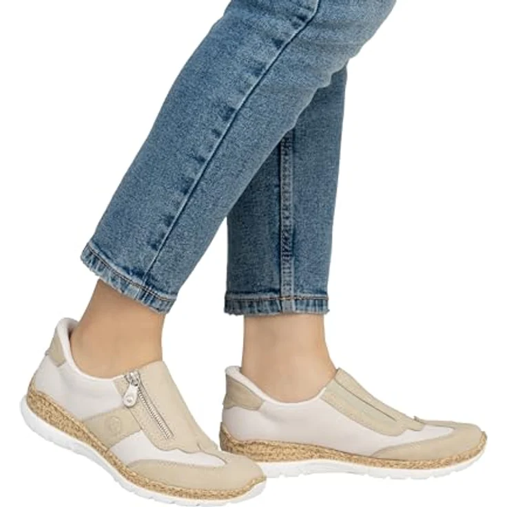 Rieker Damen Slipper N42G5-60, Beige Halbschuhe mit hohem Komfort und funktionalem Design – Bild 2