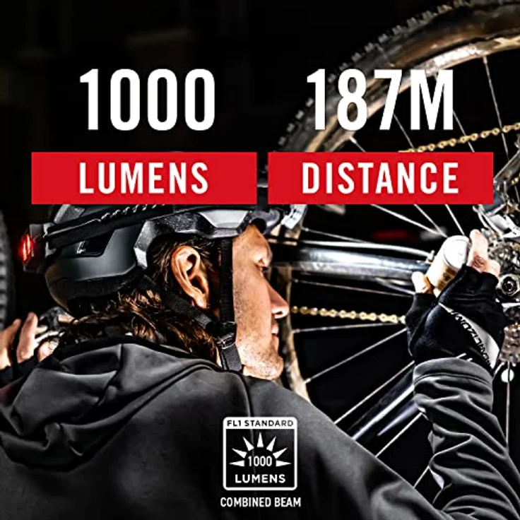 COAST RL20R Wiederaufladbare Stirnlampe mit Flood- und Spot-Optik, 1000 Lumen, rotes und grünes LED-Licht, stapelbares Batteriesystem – Bild 3