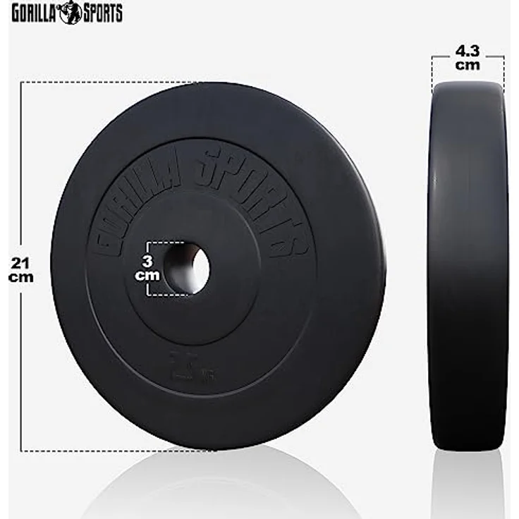 GORILLA SPORTS® Langhantel Set - 60kg, 100kg oder 130kg, Langhantelstange 170cm, 2 Kurzhanteln, Hantelscheiben aus Kunststoff, 30mm, mit Sternverschlüssen - Hantelset, Langhanteln, Gewichten, Fitness – Bild 5