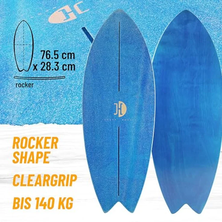 JUCKER HAWAII Surf Balanceboard Ocean Rocker Blue | Balance Board mit einmaligem Rocker Shape | Balance Board aus Holz mit Korkhalbkugel | Surf Balanceboard – Bild 4