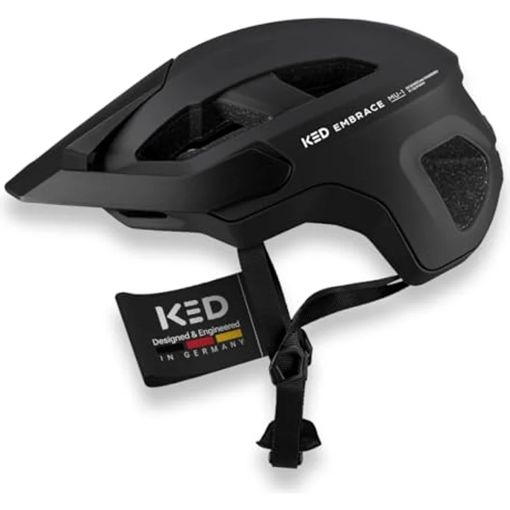 KED Embrace MU-1 Allround Helm für City Trail, mit verstellbarem Visier und Insektenschutznetz, Farbe: Black Matt, Größe: 58-62 (L) – Bild 1