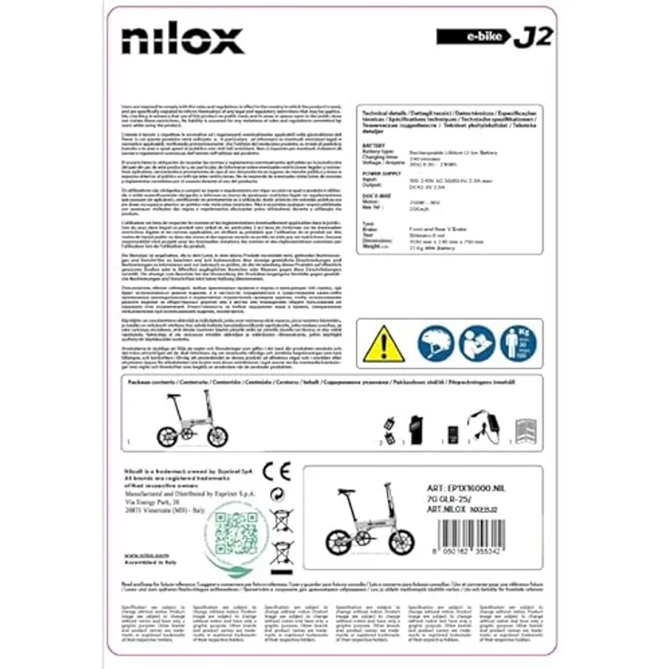 Nilox Ebike J2, Faltbares Elektrofahrrad mit 36 V/250 W Motor, bis zu 30 km Reichweite, 25 km/h, 16" Reifen, Sand – Bild 3