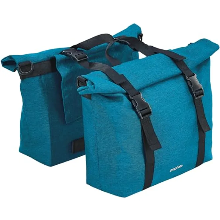 Prophete Doppelpacktasche für Gepäckträger, 2 x 10 Liter, wasserabweisend, Grün-Blau, 29,5 x 26 cm