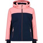 CMP KID G JACKET SNAPS HOOD Mädchen-Skijacke, wasserdicht mit Clima-Protect-Membran, abnehmbare Kapuze, zwei Reißverschlusstaschen, blue ink-lotus 164