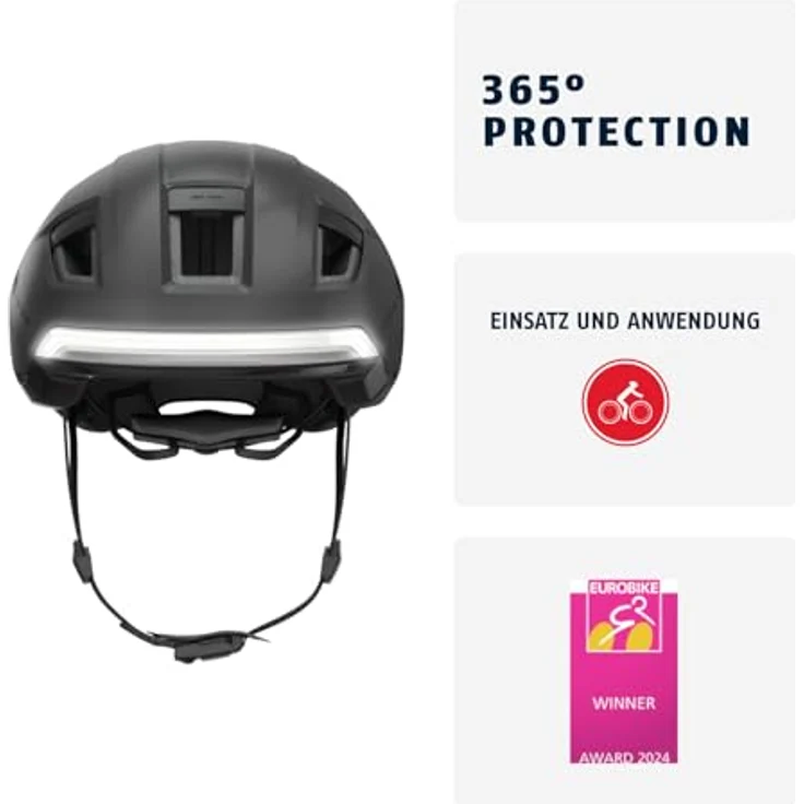 Abus HYP-E Velohelm, 51-55 cm, mit 365° Protection, integrierten Front- und Rücklichtern, NTA-Norm für E-Bike Sicherheit und Belüftungssystem – Bild 2