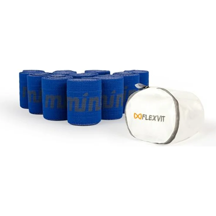 FLEXVIT Mini 10er Set Power (Blau), Sehr starke Widerstandsbänder für Gruppentraining, Kraftaufbau und anspruchsvolle Übungen, Made in Germany – Bild 1