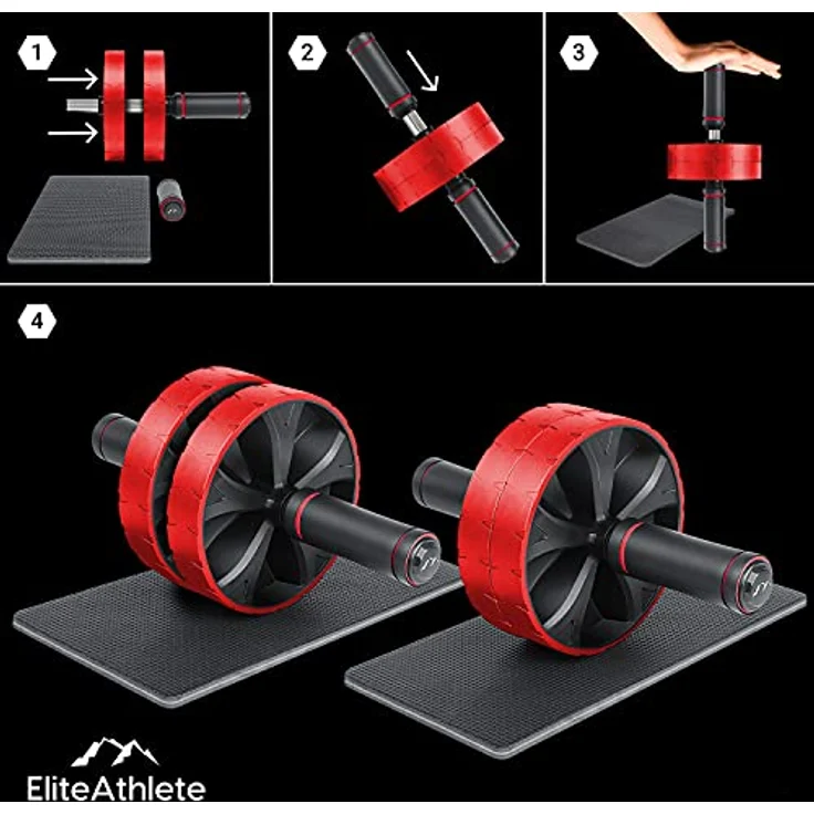 EliteAthlete Bauchroller Bauchmuskeltrainer - Bauchtrainer für Zuhause - Bauch Weg Abdominal Trainer - AB Wheel Roller inkl. gepolsterter Kniematte – Bild 5