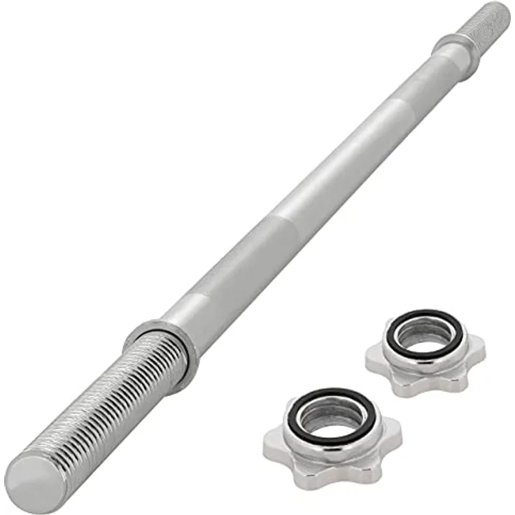 MAXXIVA Hantelstange 140 cm Langhantelstange Krafttraining Zugstange silber verchromt Sternverschluss Workout Bodybuilding Fitness Gewichtheben bis 150 kg