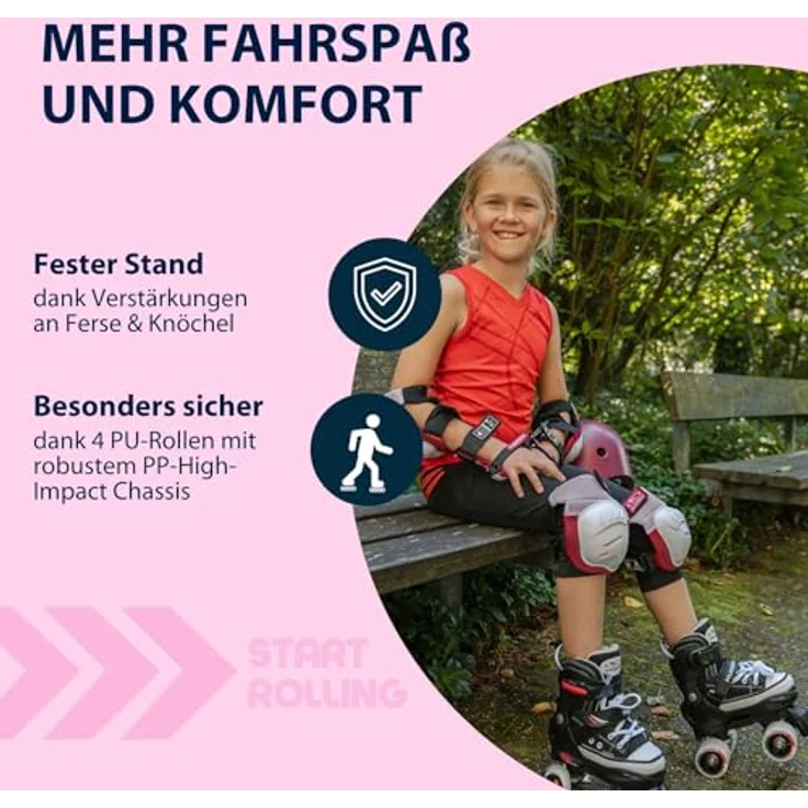HUDORA Rollschuhe Roller Skate Kinder Rollschuhe, pink, 36-39 – Bild 4