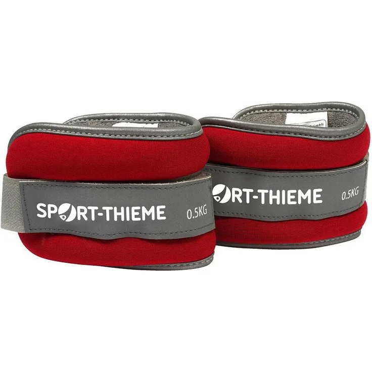 Sport-Thieme Gewichtsmanschetten Premium, Langlebig und bequem, Rot, 2x0,5 kg mit fluoreszierendem Streifen
