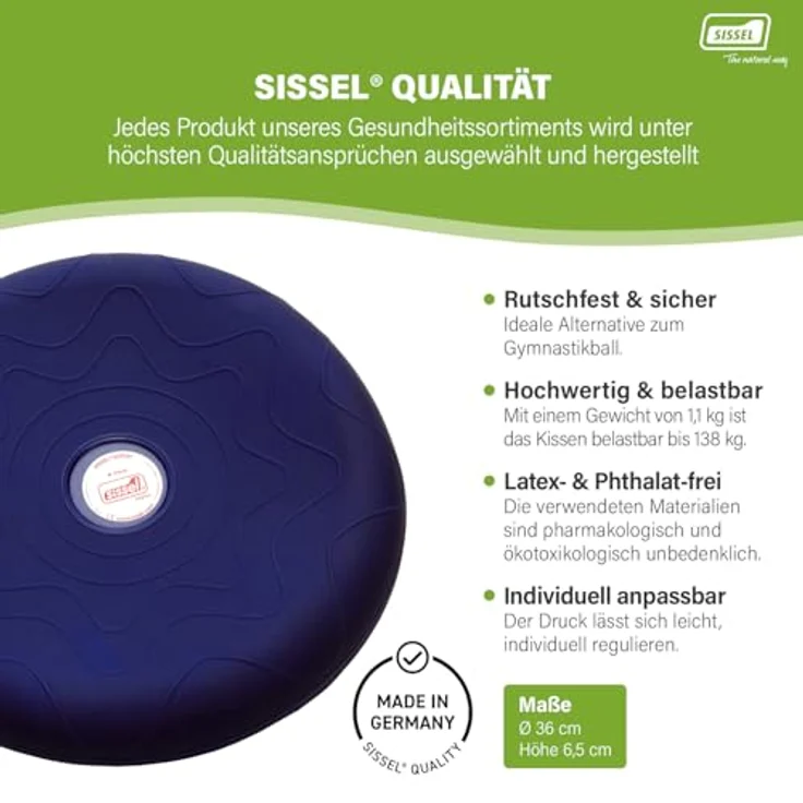 SISSEL Sitfit Balancetrainer Sitzkissen, fördert aktives und ergonomisches Sitzen, Durchmesser 36 cm, blau – Bild 5