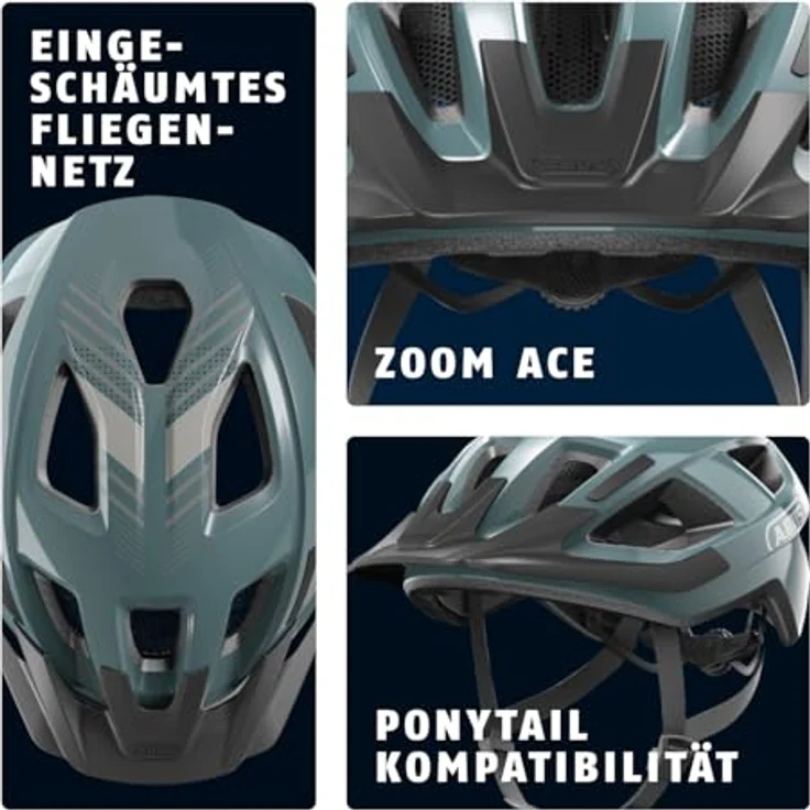 ABUS Aduro 3.0 LED, sportiver Fahrradhelm mit Rücklicht für Damen und Herren, Größe M, Blau – Bild 3