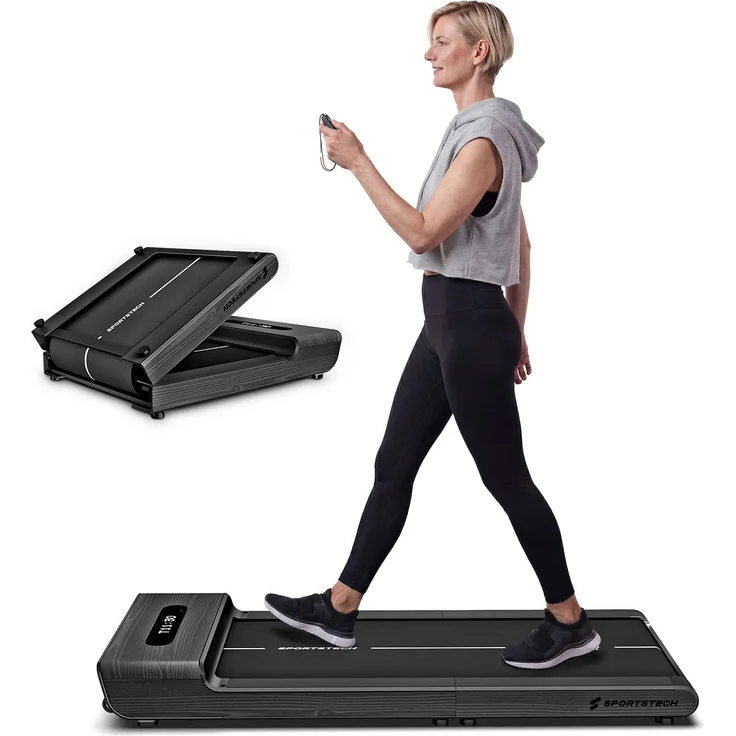 Sportstech WoodPad_Pro_GWD, klappbares Laufband mit 8 km/h, leisen Betrieb und App-Anbindung, bis 120 kg