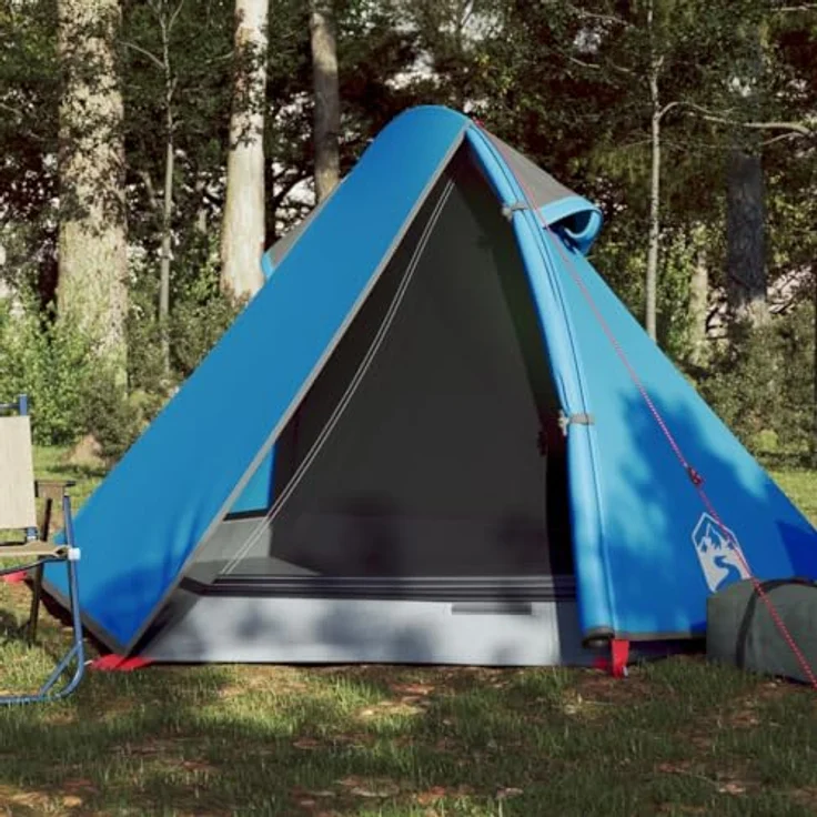 vidaXL Kuppelzelt, Campingzelt für 2 Personen Wasserdicht, mit Abnehmbarem Überzelt, Leicht Tragbar, Blau – Bild 2