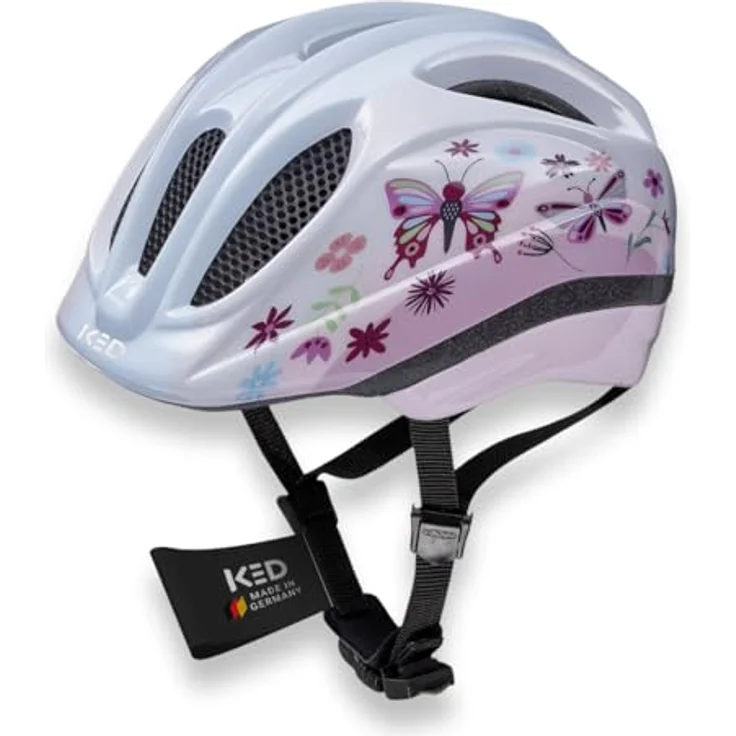 KED Meggy II Trend, Kinder Fahrradhelm mit Insektenschutznetz, integriertem LED-Rücklicht, maxSHELL Technologie, Butterfly, Größe 44-49 (XS) – Bild 1