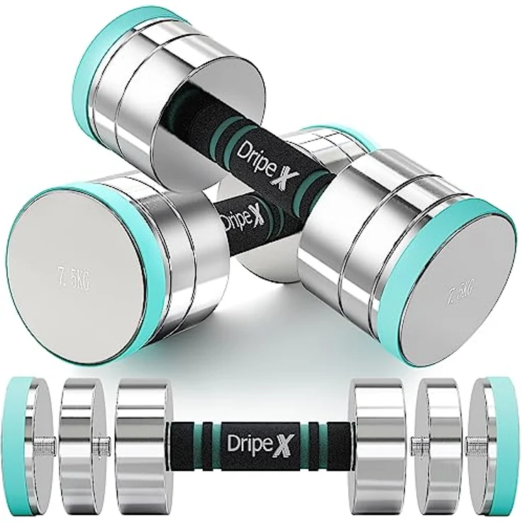 Dripex Hanteln Set Einstellbare Hanteln 2x7.5kg, Kurzhanteln aus Stahl enthalten. 2,5kg 5kg 7,5kg 10kg 15kg 25kg 30kg 50kg Fitness Hanteln 15 KG mit Schaumstoff Griff für Zuhause – Bild 1