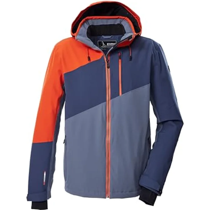 Killtec Ksw 32 Mn Ski Jckt, moderne Colourblock Skijacke, atmungsaktiv, wasserdicht, Farbe Stahl, Größe L
