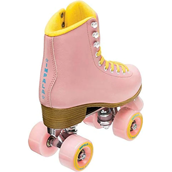 IMPALA Skate Impala Quad-Skates, Rollschuhe in Pink/Gelb, PVC-Obermaterial, Aluminiumgrundplatte, Urethan-Rollen 58mm, ABEC 7 Kugellager, PETA-zertifiziertes vegan. – Bild 2