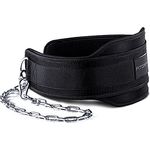 Fitgriff® Dip Gürtel mit Kette + 2 Karabiner, Dip Belt für Bodybuilding, Krafttraining, Gewichtheben - Gewichthebergürtel, Gewicht Gürtel (Schwarz, OneSize)