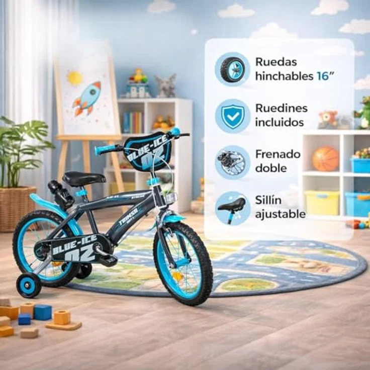 Toimsa Blue Ice Jungen - Fahrrad, 16 Zoll, Schwarz, Blau – Bild 3