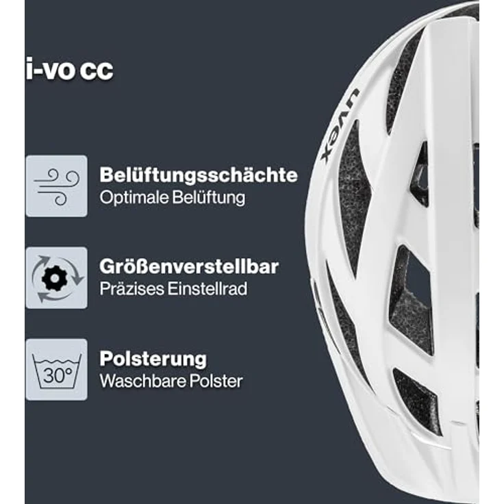 Uvex i-vo cc, Leichter Allround-Fahrradhelm mit MIPS, Belüftungssystem und 3D IAS Anpassung, mattweiß, Größe 52-57 – Bild 2