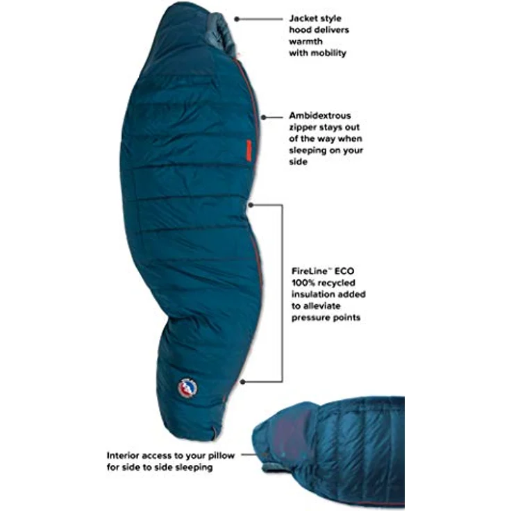 BIG AGNES Sidewinder SL 20 Schlafsack für Seitenschläfer, Daunenfüllung, wasserabweisend, Regular blau – Bild 2