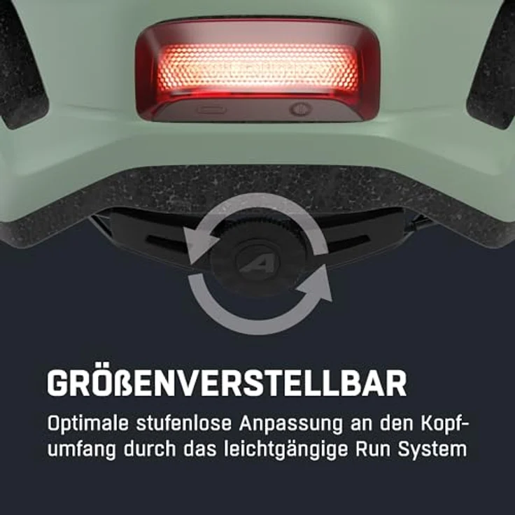 ALPINA Paranus Urban Fahrradhelm mit LED-Rücklicht, leichter Hi-EPS-Innenschale, großer Belüftung und Insektennetz, Willow-Green matt, S (52-56 cm) – Bild 5