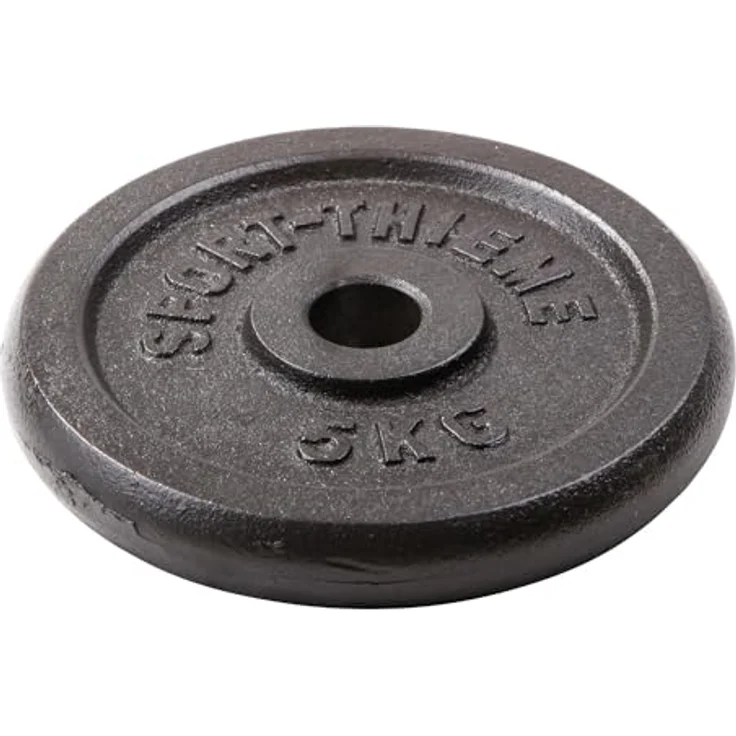 Sport-Thieme Hantelscheibe Gusseisen, für Kurz- und Langhantelstangen, 5 kg, schwarz – Bild 2