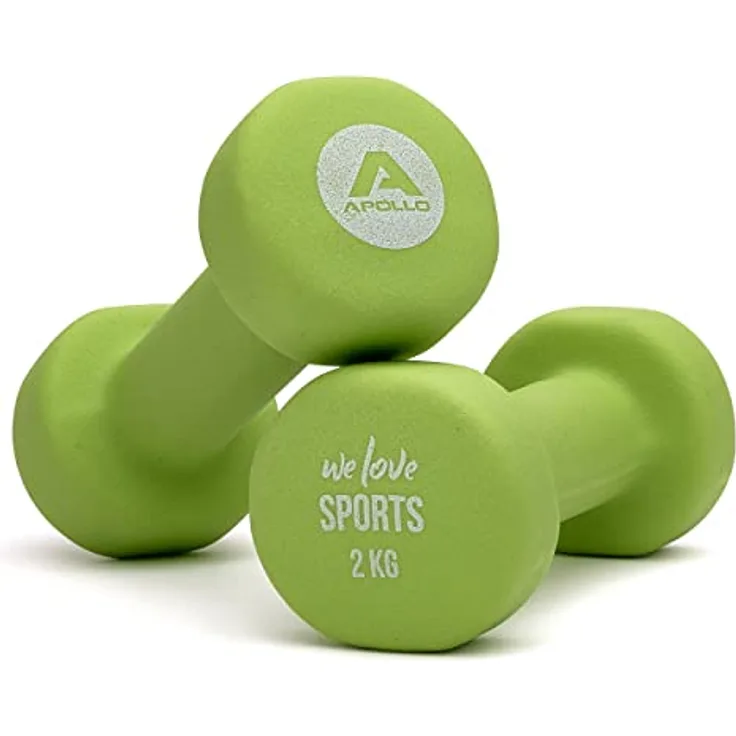 Apollo Hantel Set Kurzhantel | 2 Hanteln | 2x2kg Hantelset | Gewichte für Krafttraining | Kurzhanteln 2er Set | Fitness Hanteln für Frauen & Männer | Dumbbells | Hanteln 2kg | Hantel Gewichte