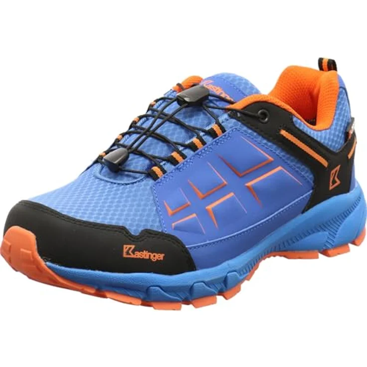 Kastinger Kompar Low KTX Wanderschuh, robuster Herren Outdoorschuh mit wasserdichter K-Tex Membran, blau mit orange – Bild 1