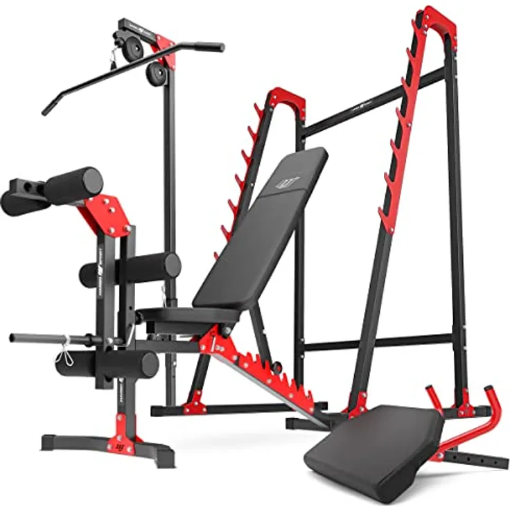 Marbo Sport MH26 Hantelbank Set - verstellbar, max. 200 kg Belastung, 9 Rückenlehnen-Positionen, 3 Sitzpositionen - schwarz