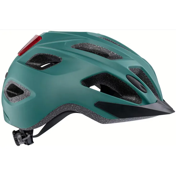 Contec City-Fahrradhelm "Abbey MIPS", grüner Urban-Helm mit integrierter Safety LED, MIPS-Technologie und individuell einstellbarem Maßsystem