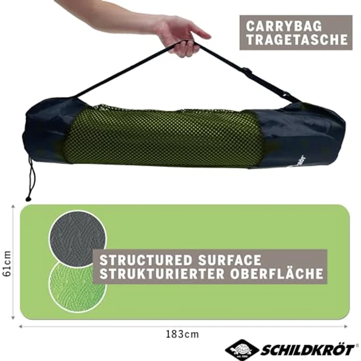 Schildkröt Fitness Unisex Yogamatte, Lime/Anthrazit, 180x61x0,4cm, rutschfest mit Dekormustern – Bild 2