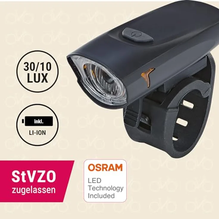 Prophete LED USB AKKU-Scheinwerfer, 30/15 Lux Fahrradbeleuchtung – Bild 2