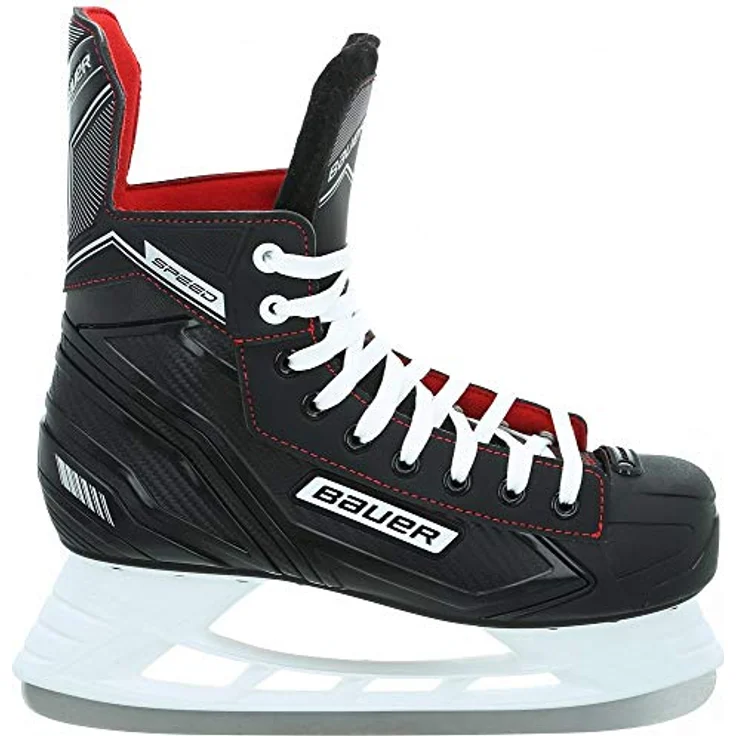 Bauer SPEED SKATE SR EH, Hochwertiger Schlittschuh für Eishockey-Spieler, Schwarz/Weiß/Rot/Silber, Größe 45.5 – Bild 1