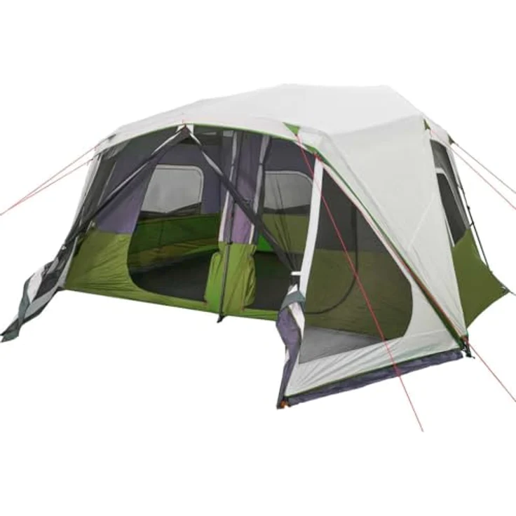 vidaXL Familienzelt, Campingzelt mit LED, Gruppenzelt für 10 Personen Quick Release, Hellblau – Bild 1