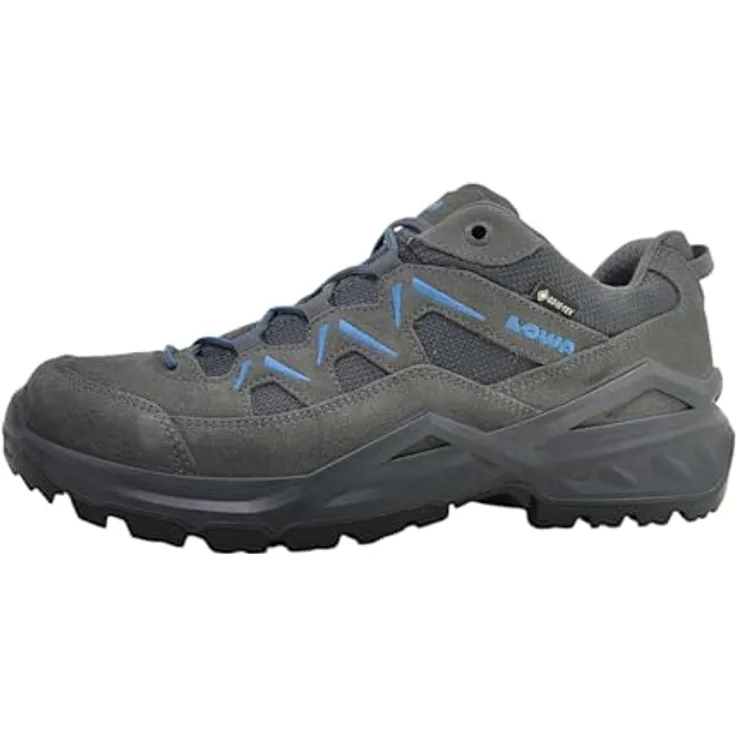 LOWA Sirkos Evo GTX Lo, Wanderschuhe aus Veloursleder und Textil, wasserdicht und atmungsaktiv, grau, Größe 44.5
