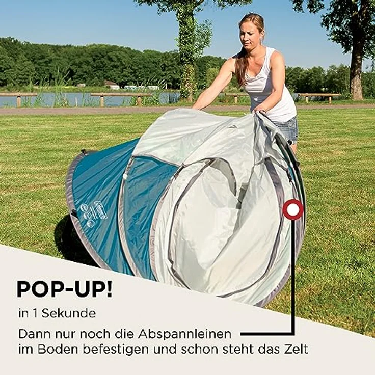 Coleman Fast Pitch Pop Up Zelt Galiano 2, 2 Mann Wurfzelt, wasserdicht WS 2.000mm, 2,3 x 1,35 x 0,9 m, Packmaß Ø 77 cm, 2,5 kg – Bild 4