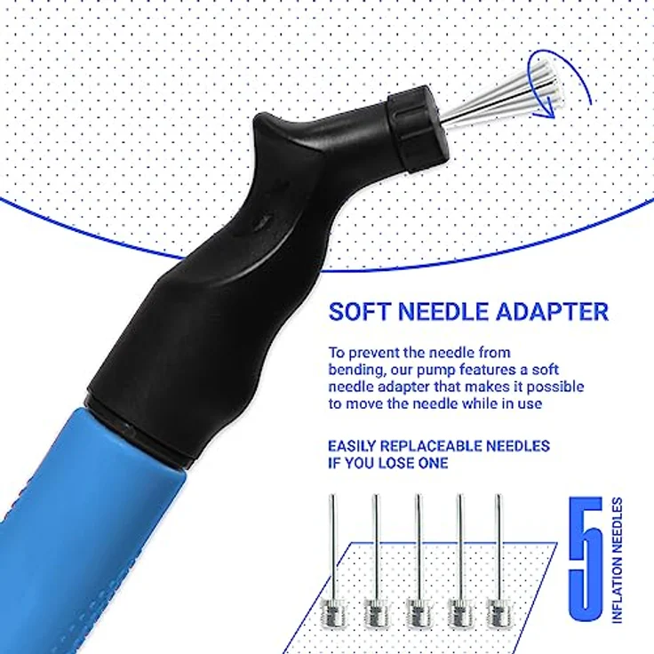 SPORTBIT Ballpumpe mit 5 Nadeln Set - Handpumpensystem zum Aufpumpen - Passt für jeden Sportball Volleyball Basketball Fußball Gymnastik Soccer Ball, Aufblasgerät Luftpump - Preisvergleich – Bild 2