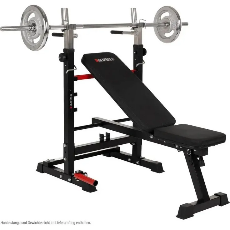 Hammer Trainingsbank Force 4.0 inkl. Rack, klappbare Multifunktionsbank für effektives Home Training, schwarz