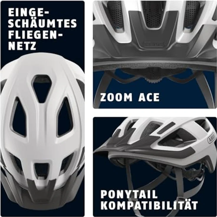 ABUS Fahrradhelm Aduro 3.0 LED - City-Helm für Damen und Herren, Größe M, Weiß, mit Rücklicht – Bild 3