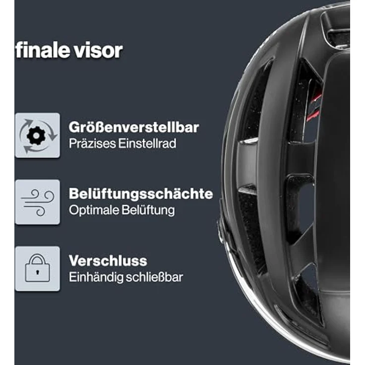 Uvex Sports Velohelm, matt schwarz, für Kopfumfang 56-61 cm, mit Visierscheibe und 19 Belüftungsöffnungen – Bild 2
