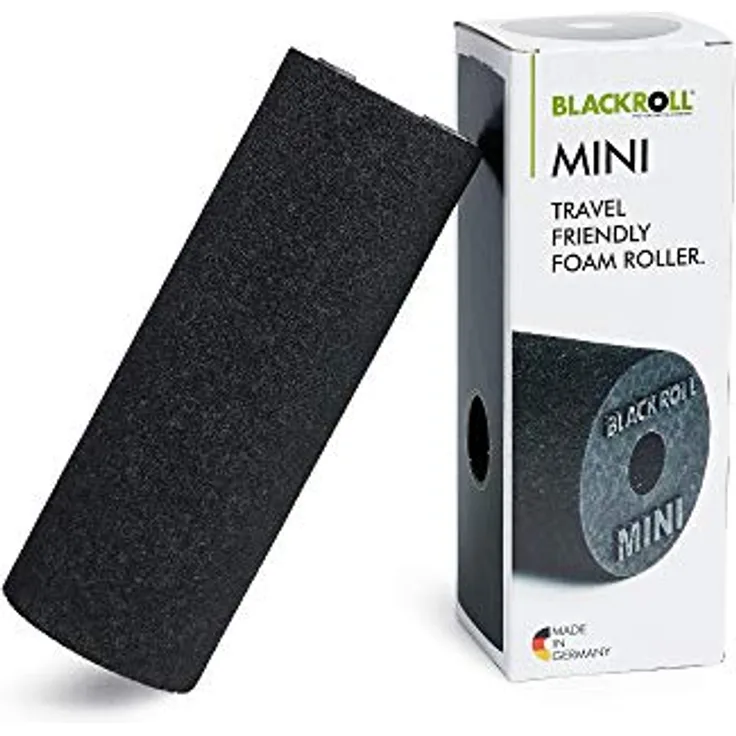 BLACKROLL® MINI Faszienrolle, handliche Massagerolle für Selbstmassage, 15 x 5 cm, mittlere Härte, Schwarz, Made in Germany