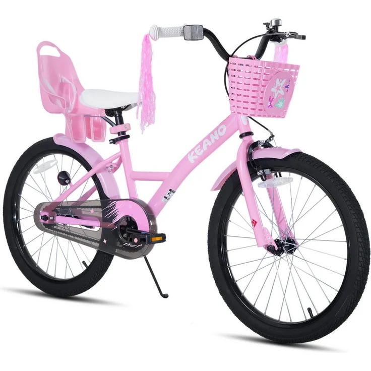 JOYSTAR Mädchenfahrrad 14/16/18/20 Zoll, Hochkarbonstahlrahmen mit Puppensitz, Korb, Stützräder und Schutzblechen